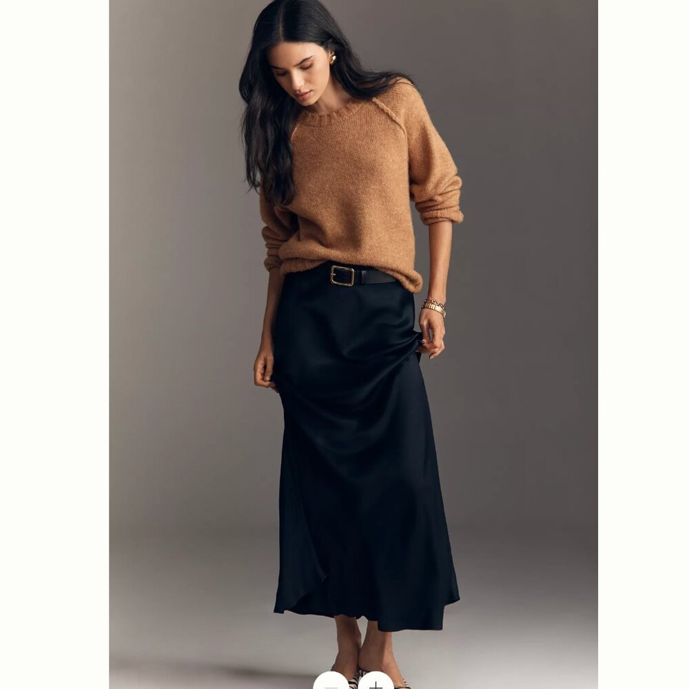 NWOT - Anthropologie - Tilda bias cut maxi slip skirt - Black - Size Medium